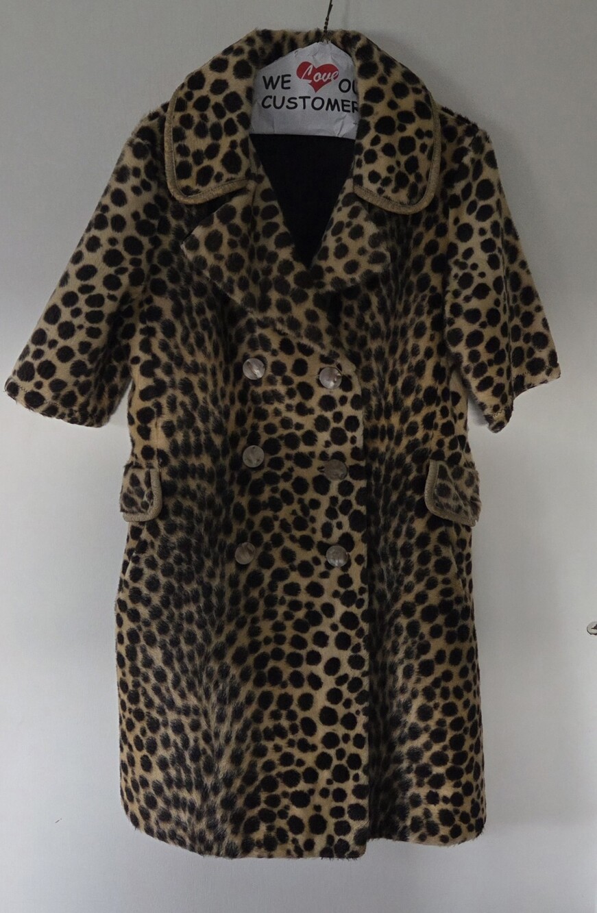 Russell Taylor Safari La France Coat Faux Fur Leopard 60’s Vintage Mob Wife S/M